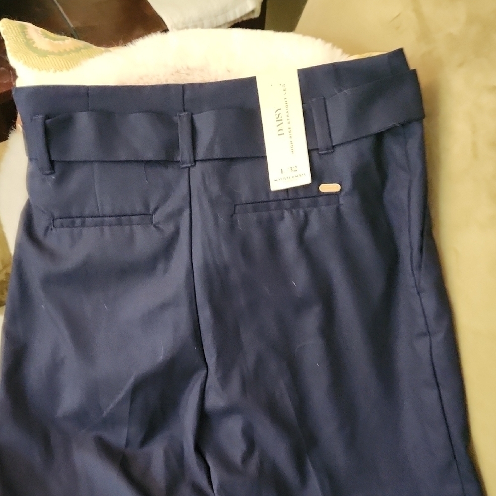 NWT Scotch & Soda Dark Blue Pants with Belt-Size L/32 - Picture 8 of 8